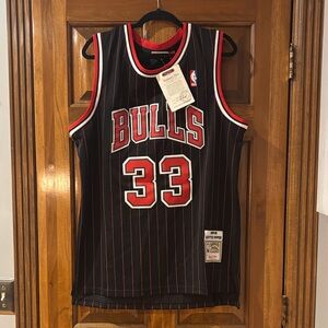 Mitchell & Ness Black and Red Bulls Jersey
